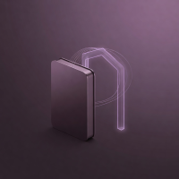 Conceptual container and gate-reader illustration in aubergine and lilac